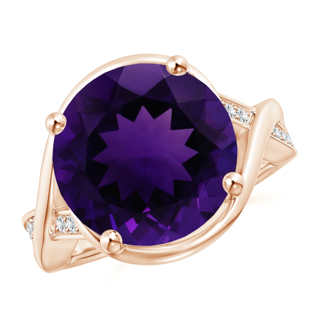 13.02-13.12x7.48mm AA GIA Certified Amethyst Bypass Engagement Ring in 10K Rose Gold