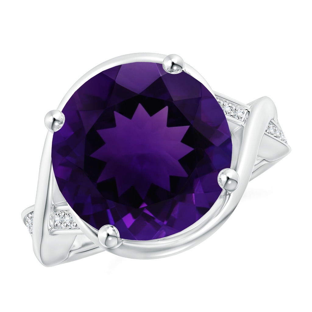 13.02-13.12x7.48mm AA GIA Certified Amethyst Bypass Engagement Ring in 18K White Gold
