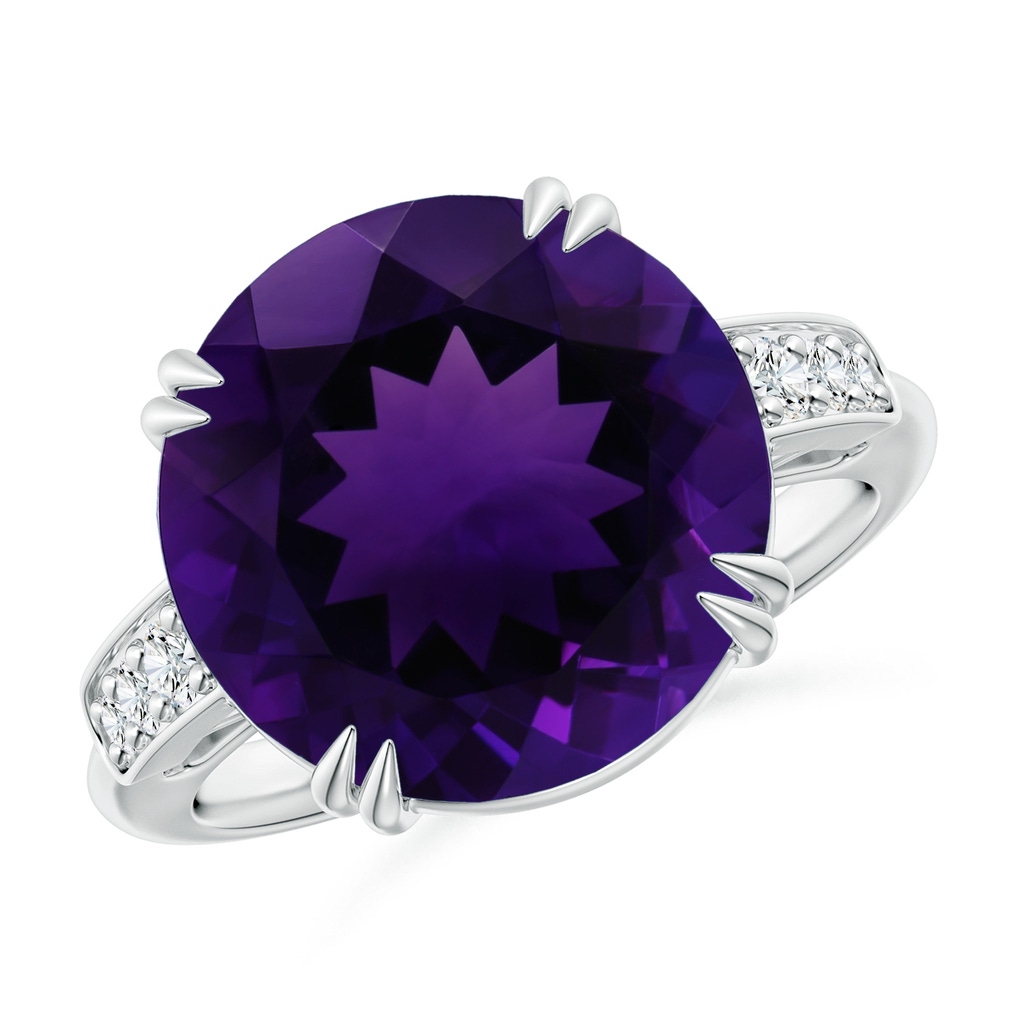 13.02-13.12x7.48mm AA GIA Certified Amethyst Knife Edge Ring with Diamonds in P950 Platinum