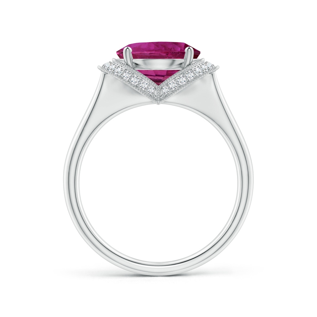 11.16x9.20x6.48mm AAA GIA Certified Oval Pink Sapphire Ring with Diamond Half Halo in 18K White Gold Side-1