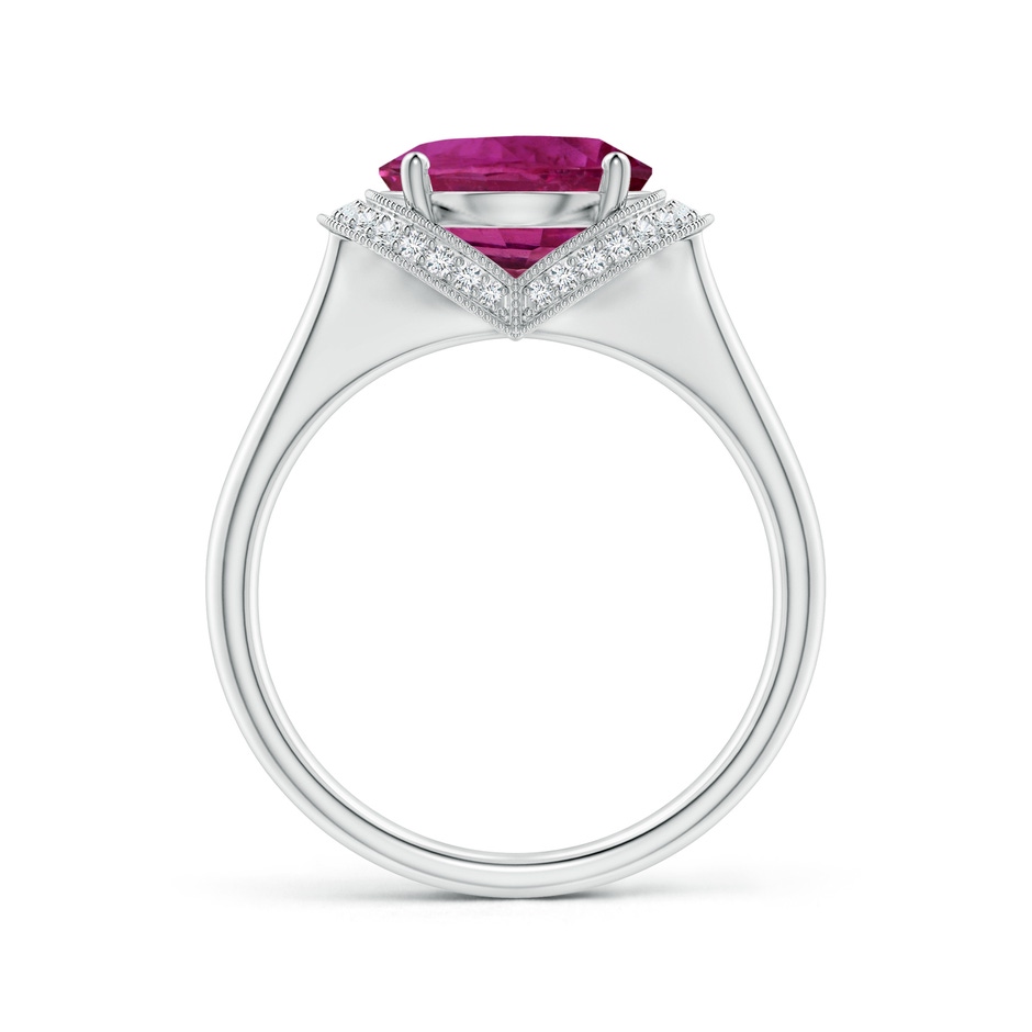 11.16x9.20x6.48mm AAA GIA Certified Oval Pink Sapphire Ring with Diamond Half Halo in 18K White Gold side-1