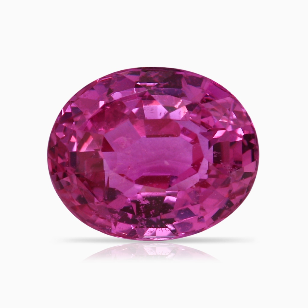 11.16x9.20x6.48mm AAA GIA Certified Oval Pink Sapphire Ring with Diamond Half Halo in 18K White Gold Stone