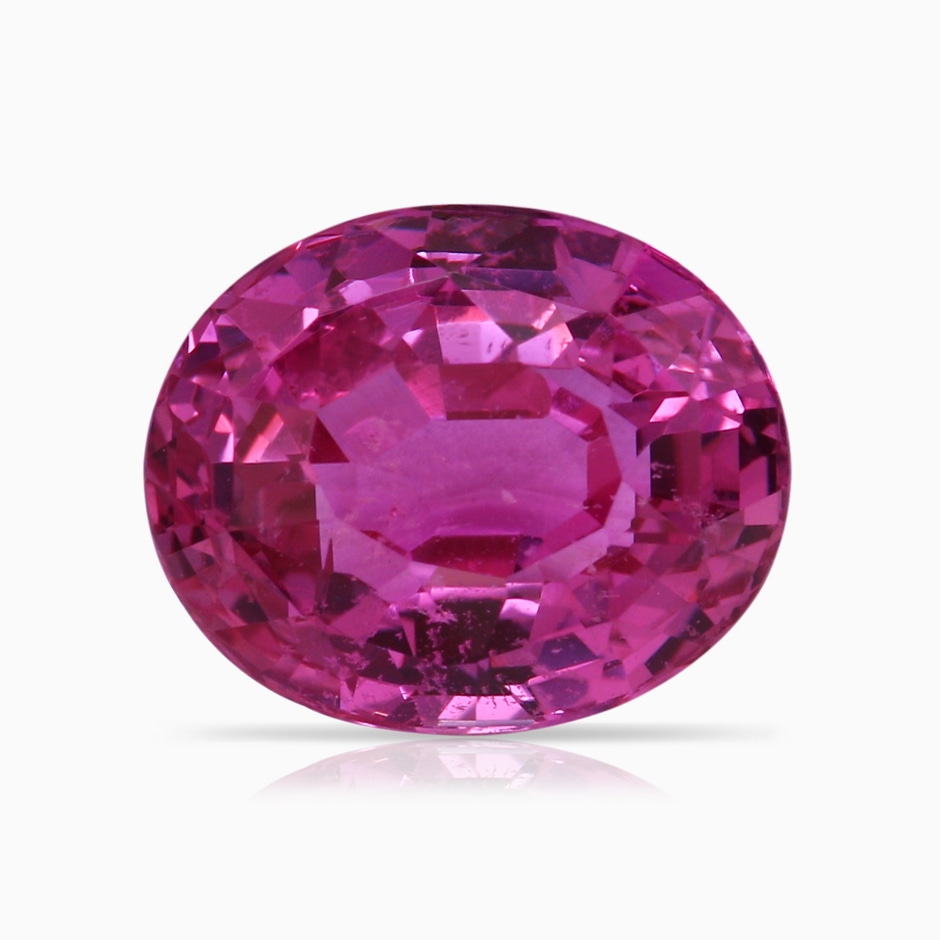 11.16x9.20x6.48mm AAA GIA Certified Oval Pink Sapphire Ring with Diamond Half Halo in 18K White Gold stone