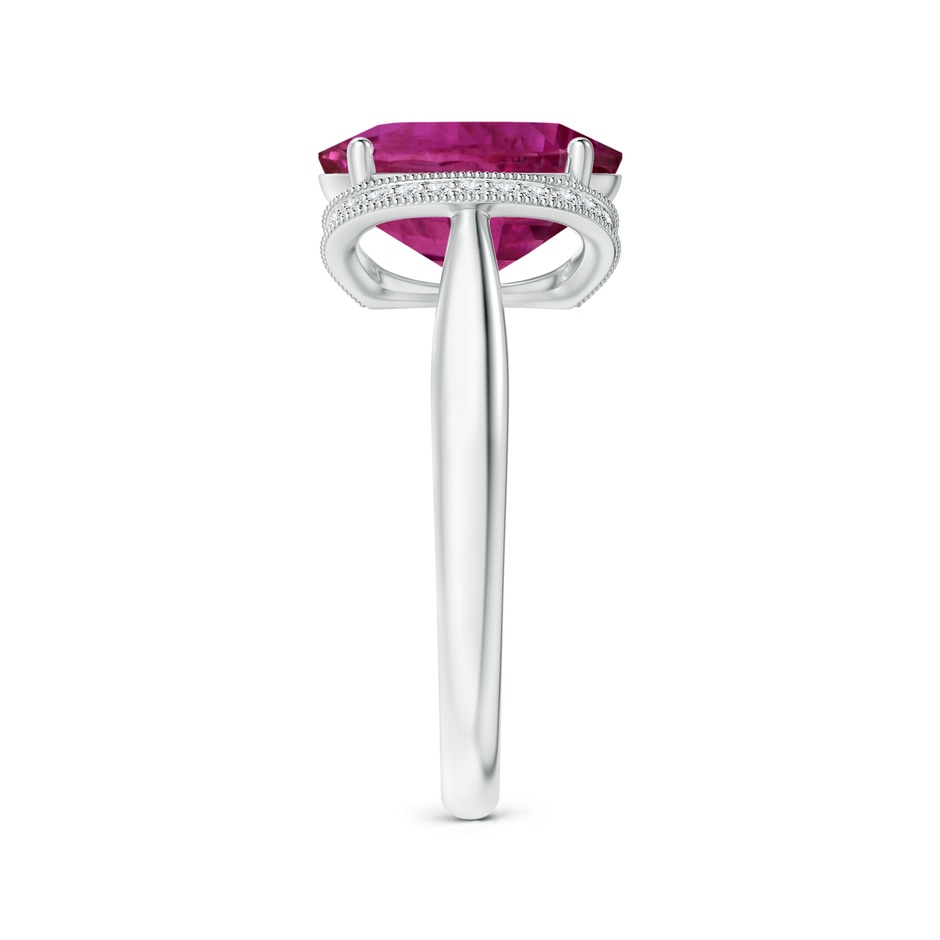 11.16x9.20x6.48mm AAA GIA Certified Oval Pink Sapphire Ring with Diamond Half Halo in P950 Platinum side-2