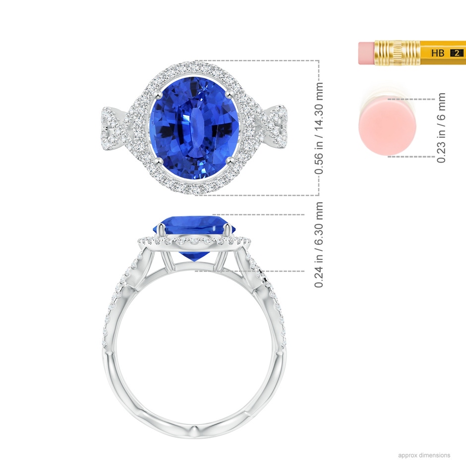 10.04x7.99x5.05mm AAAA GIA Certified Oval Blue Sapphire Floating Halo Engagement Ring in 18K White Gold ruler