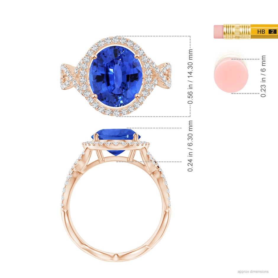 10.04x7.99x5.05mm AAAA GIA Certified Oval Blue Sapphire Floating Halo Engagement Ring in Rose Gold ruler