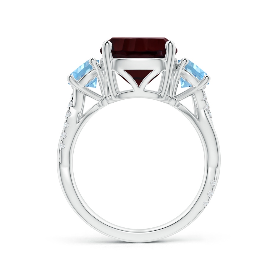 13.86x9.94x6.24mm AAA GIA Certified GIA Certified Rectangular Cushion Garnet Three Stone Ring in P950 Platinum Side 199