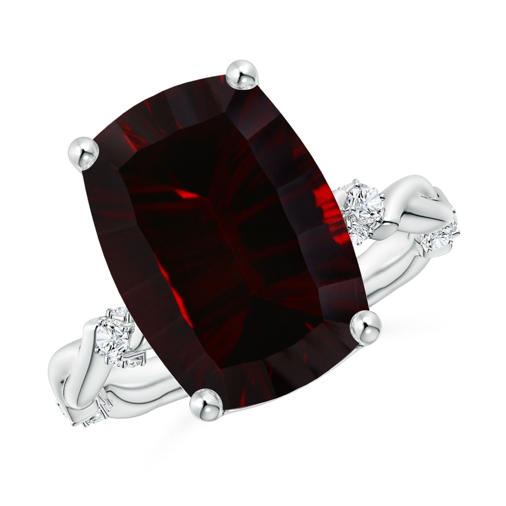 13.86x9.94x6.24mm AAA GIA Certified Rectangular Cushion Garnet Twist Shank Ring in P950 Platinum