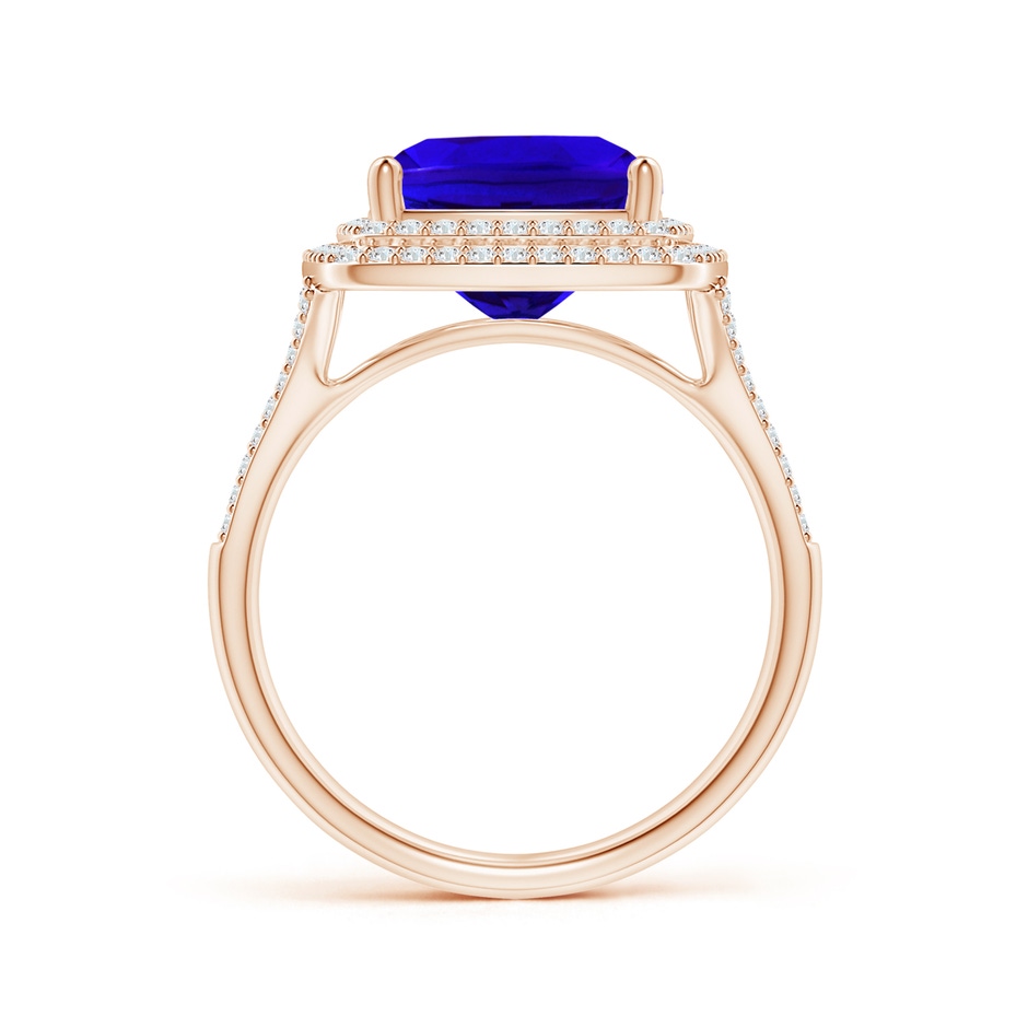 11.97x9.86x6.75mm AAAA GIA Certified Cushion Tanzanite Double Halo Cocktail Ring in Rose Gold side 199