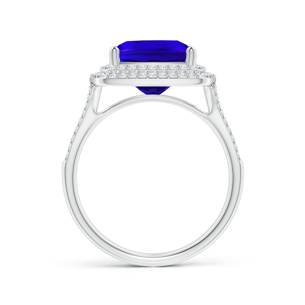 11.97x9.86x6.75mm AAAA GIA Certified Cushion Tanzanite Double Halo Cocktail Ring in White Gold - side 199