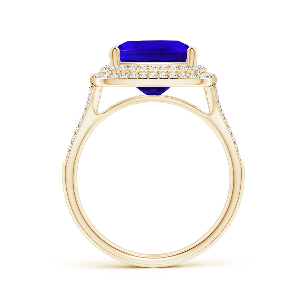 11.97x9.86x6.75mm AAAA GIA Certified Cushion Tanzanite Double Halo Cocktail Ring in Yellow Gold - side 199