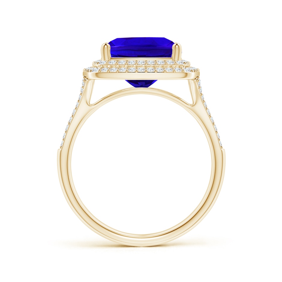 11.97x9.86x6.75mm AAAA GIA Certified Cushion Tanzanite Double Halo Cocktail Ring in Yellow Gold side 199