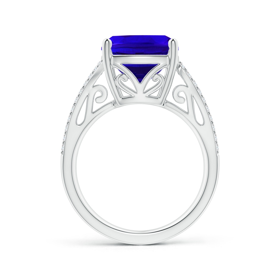 11.97x9.86x6.75mm AAAA Vintage Inspired GIA Certified Cushion Tanzanite Ring in White Gold Side-1