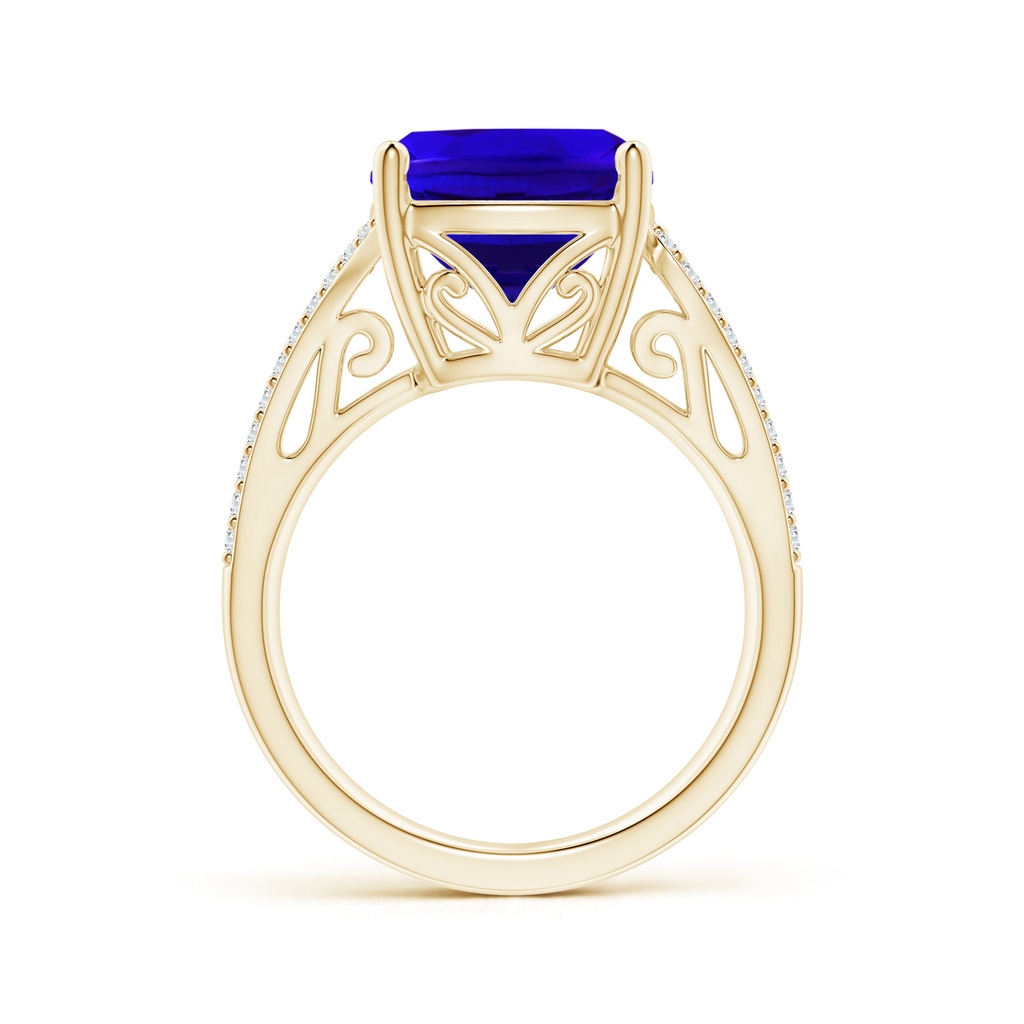 11.97x9.86x6.75mm AAAA Vintage Inspired GIA Certified Cushion Tanzanite Ring in Yellow Gold - side 199