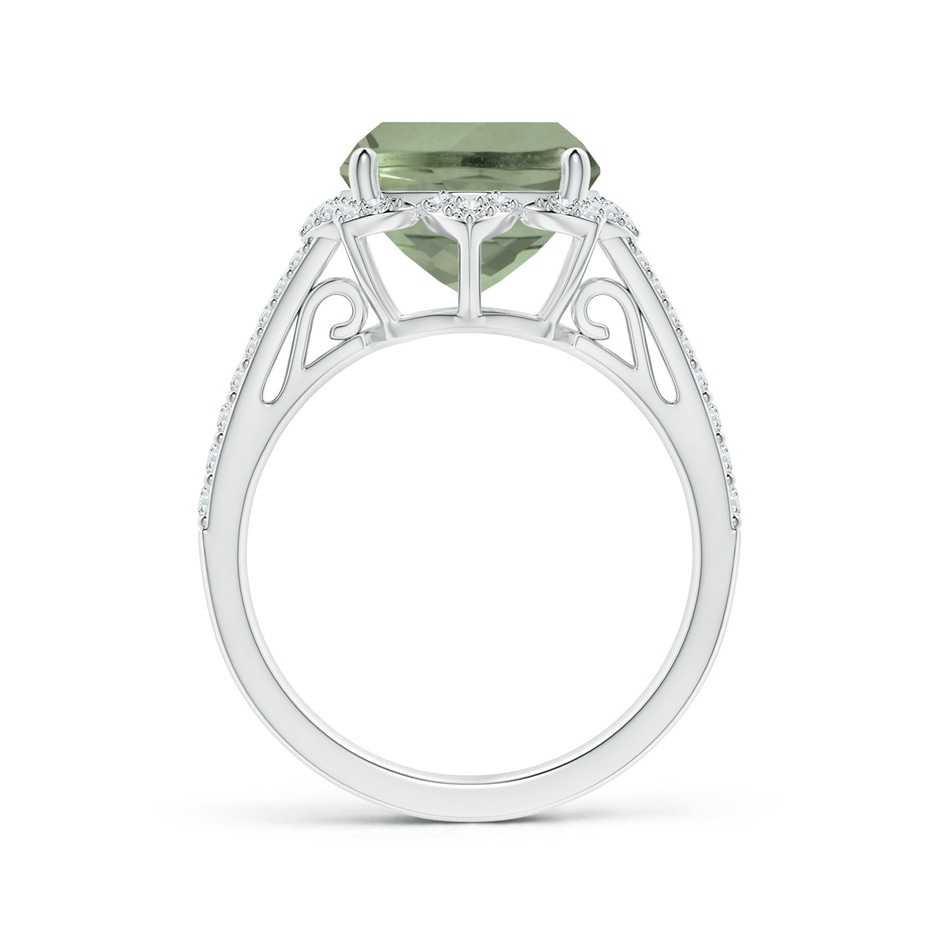 14.13x10.08x7.02mm AAAA Vintage Style GIA Certified Cushion Green Amethyst Floral Halo Ring in P950 Platinum side 199