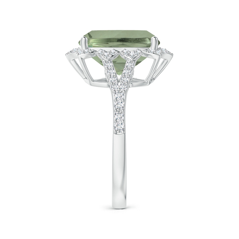 14.13x10.08x7.02mm AAAA Vintage Style GIA Certified Cushion Green Amethyst Floral Halo Ring in P950 Platinum side 399