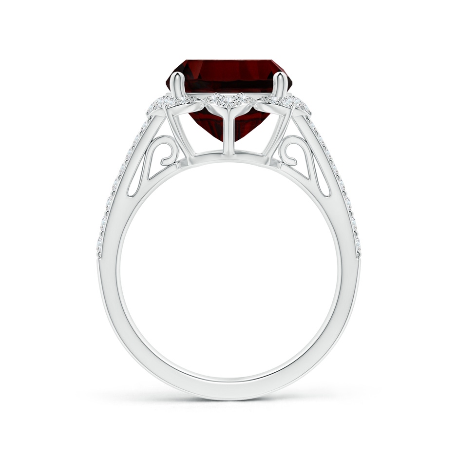 13.95x10.02x6.61mm AAAA Vintage Style GIA Certified Cushion Garnet Floral Halo Ring in 18K White Gold side-1