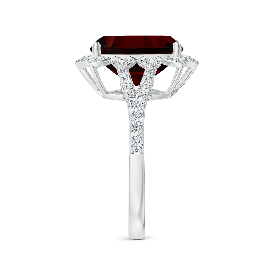 13.95x10.02x6.61mm AAAA Vintage Style GIA Certified Cushion Garnet Floral Halo Ring in 18K White Gold side-2