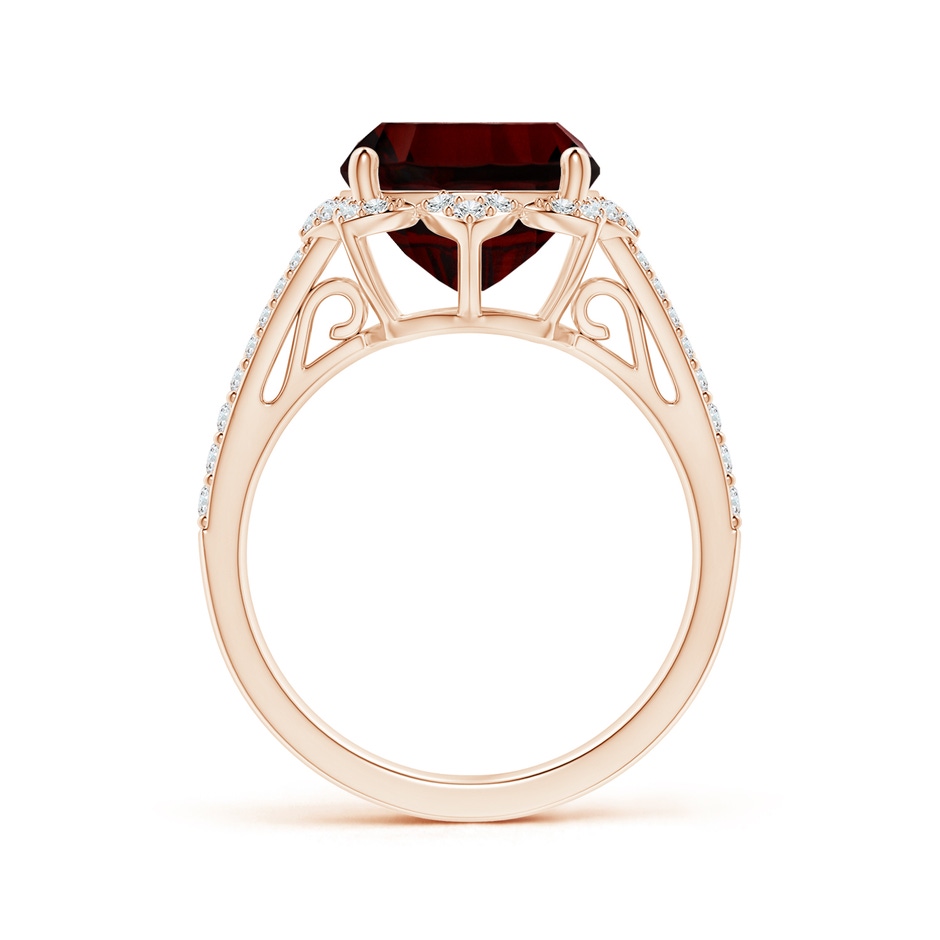 13.95x10.02x6.61mm AAAA Vintage Style GIA Certified Cushion Garnet Floral Halo Ring in Rose Gold side-1
