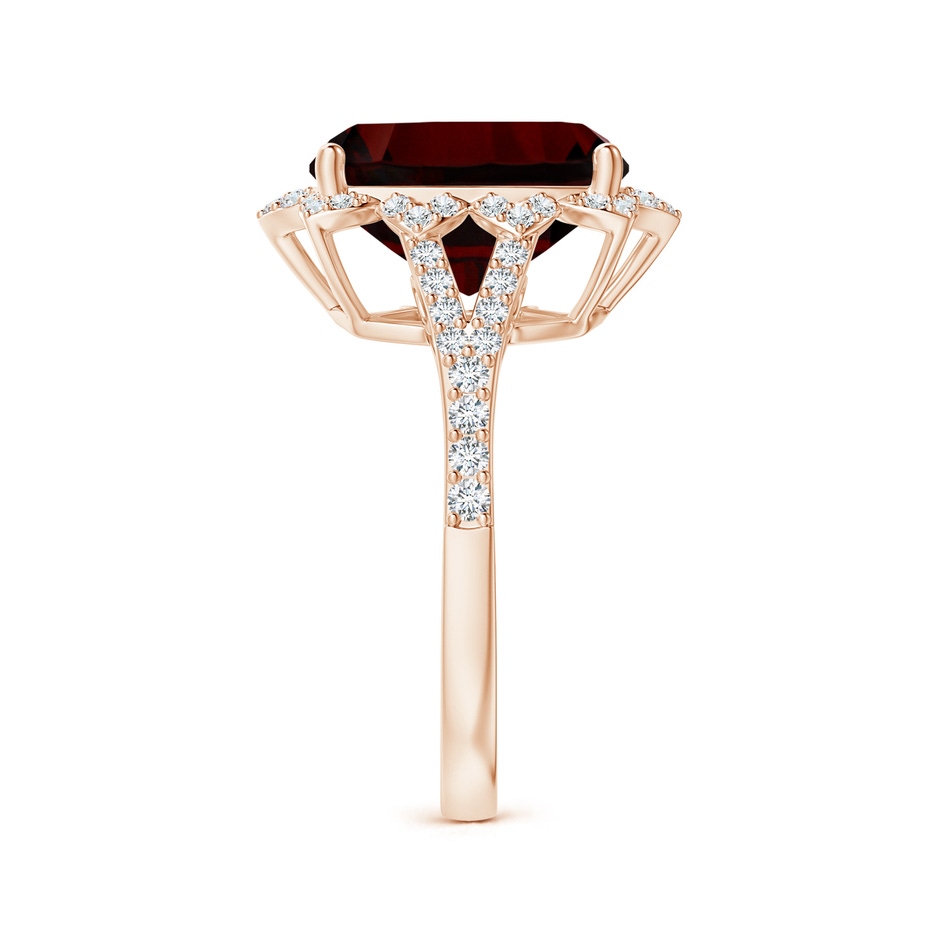 13.95x10.02x6.61mm AAAA Vintage Style GIA Certified Cushion Garnet Floral Halo Ring in Rose Gold side-2