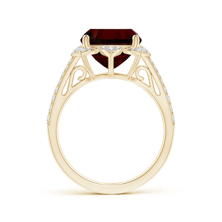 13.95x10.02x6.61mm AAAA Vintage Style GIA Certified Cushion Garnet Floral Halo Ring in Yellow Gold side-1
