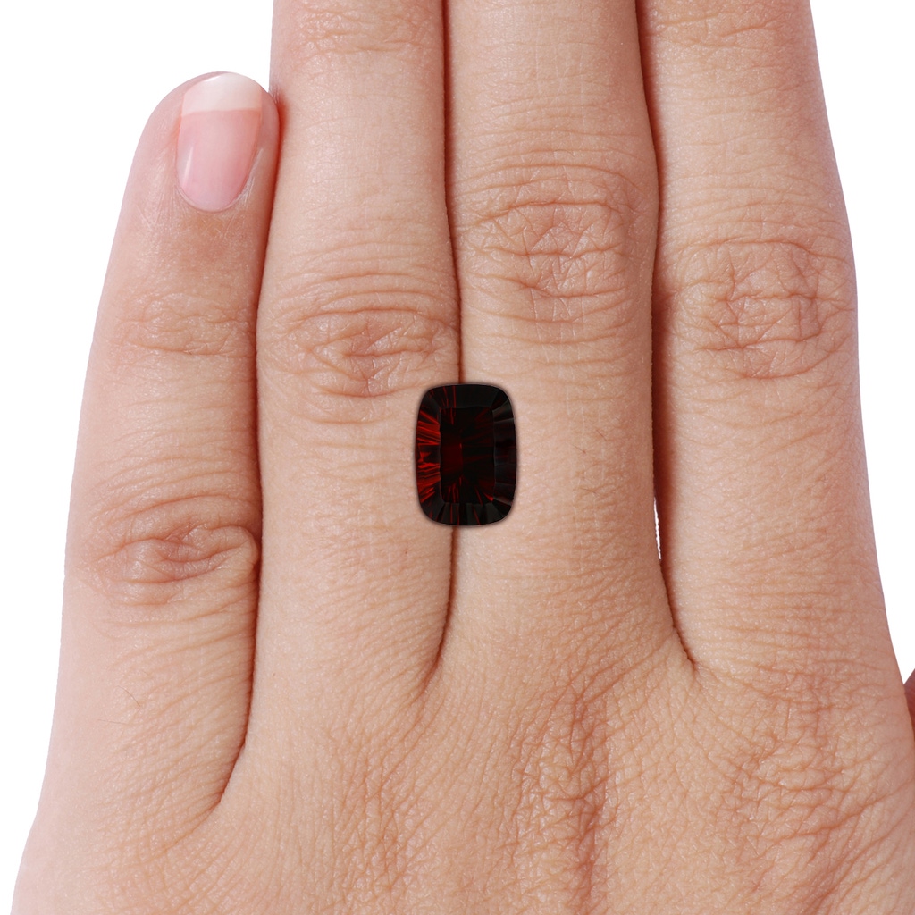 13.95x10.02x6.61mm AAAA Vintage Style GIA Certified Cushion Garnet Floral Halo Ring in Yellow Gold - stone_body