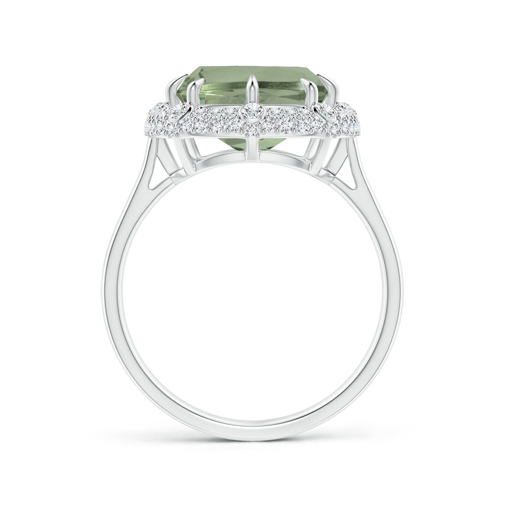 14.13x10.08x7.02mm AAAA GIA Certified Cushion Green Amethyst Halo Ring with Bezel-Set Accents in White Gold Side 199