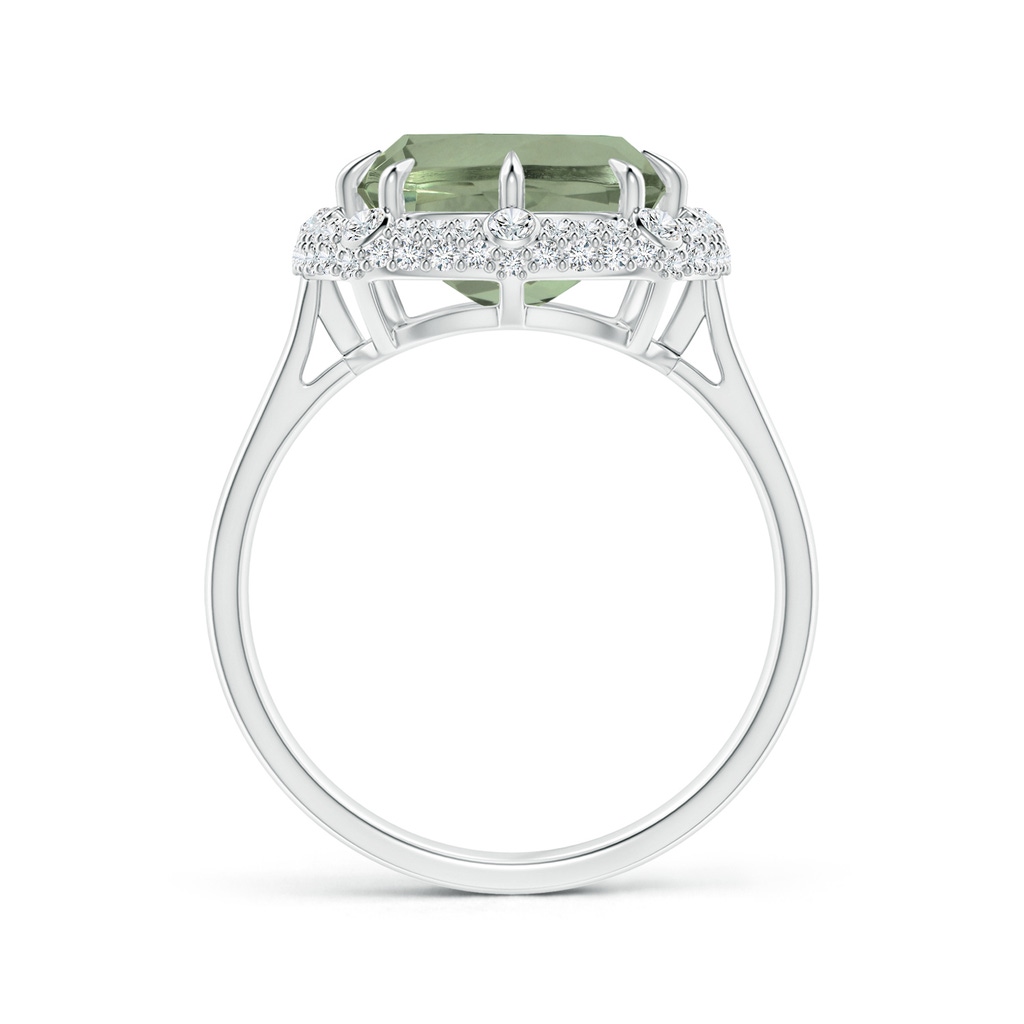14.13x10.08x7.02mm AAAA GIA Certified Cushion Green Amethyst Halo Ring with Bezel-Set Accents in White Gold - side 199