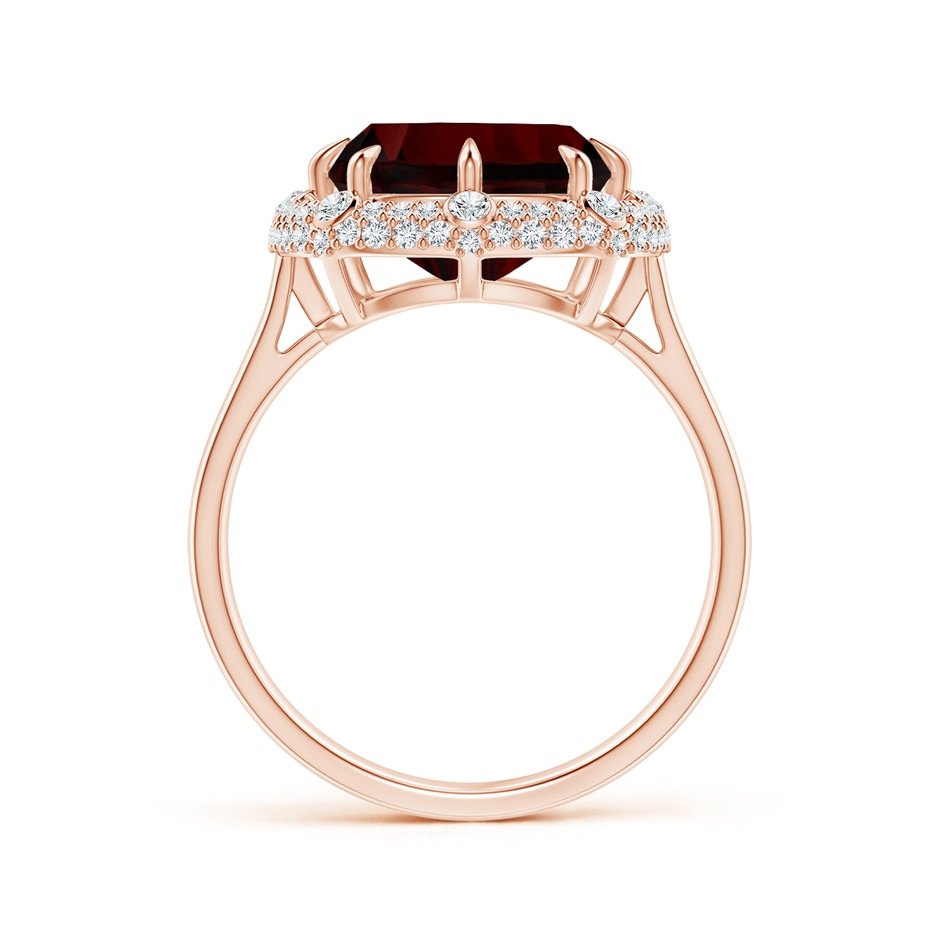 13.95x10.02x6.61mm AAAA GIA Certified Cushion Garnet Halo Ring with Bezel-Set Accents in 18K Rose Gold side-1