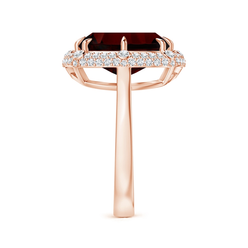 13.95x10.02x6.61mm AAAA GIA Certified Cushion Garnet Halo Ring with Bezel-Set Accents in 18K Rose Gold side-2