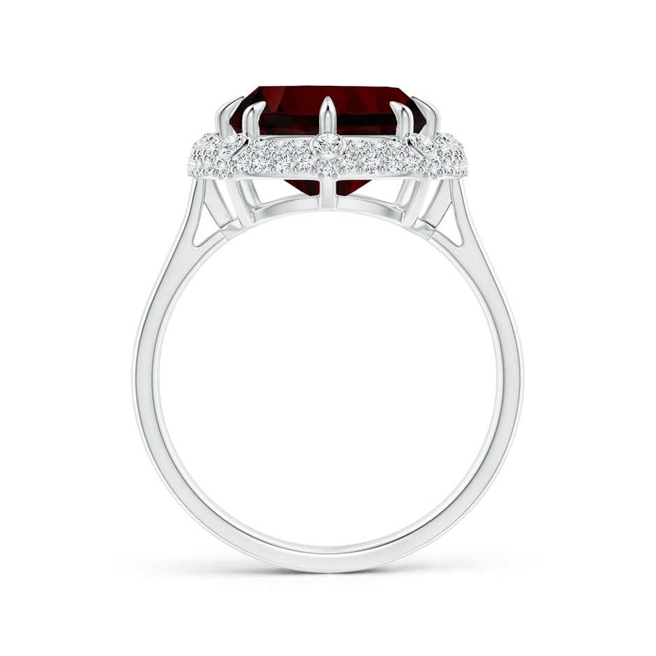 13.95x10.02x6.61mm AAAA GIA Certified Cushion Garnet Halo Ring with Bezel-Set Accents in P950 Platinum side-1