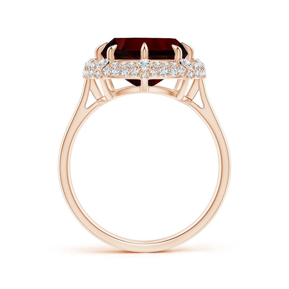 13.95x10.02x6.61mm AAAA GIA Certified Cushion Garnet Halo Ring with Bezel-Set Accents in Rose Gold side-1