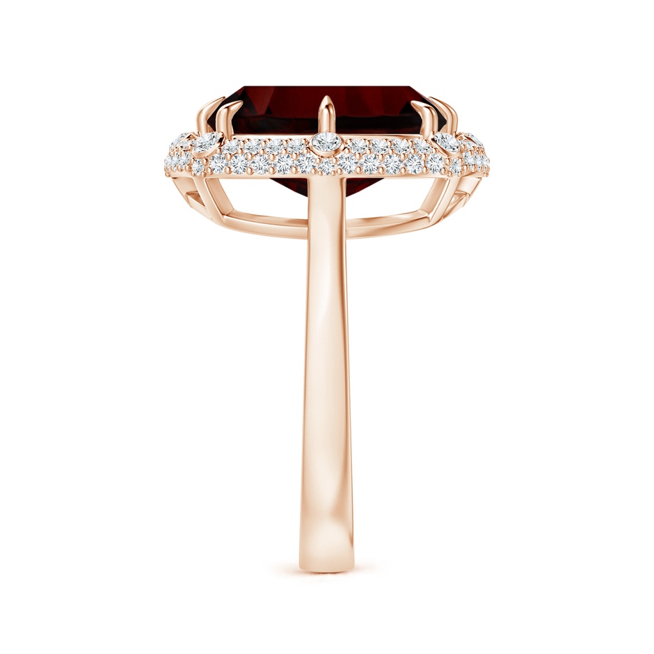 13.95x10.02x6.61mm AAAA GIA Certified Cushion Garnet Halo Ring with Bezel-Set Accents in Rose Gold side-2