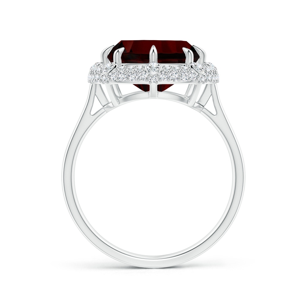 13.95x10.02x6.61mm AAAA GIA Certified Cushion Garnet Halo Ring with Bezel-Set Accents in White Gold Side-1