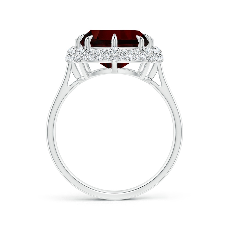 13.95x10.02x6.61mm AAAA GIA Certified Cushion Garnet Halo Ring with Bezel-Set Accents in White Gold side-1