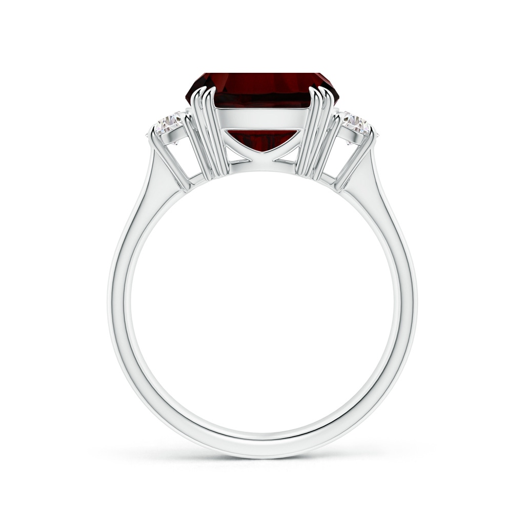 13.95x10.02x6.61mm AAAA GIA Certified Cushion Garnet Ring with Half Moon Diamonds in 18K White Gold Side-1