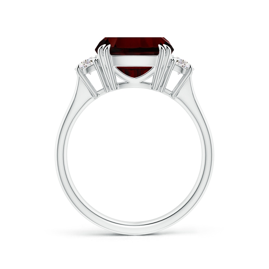 13.95x10.02x6.61mm AAAA GIA Certified Cushion Garnet Ring with Half Moon Diamonds in 18K White Gold side-1