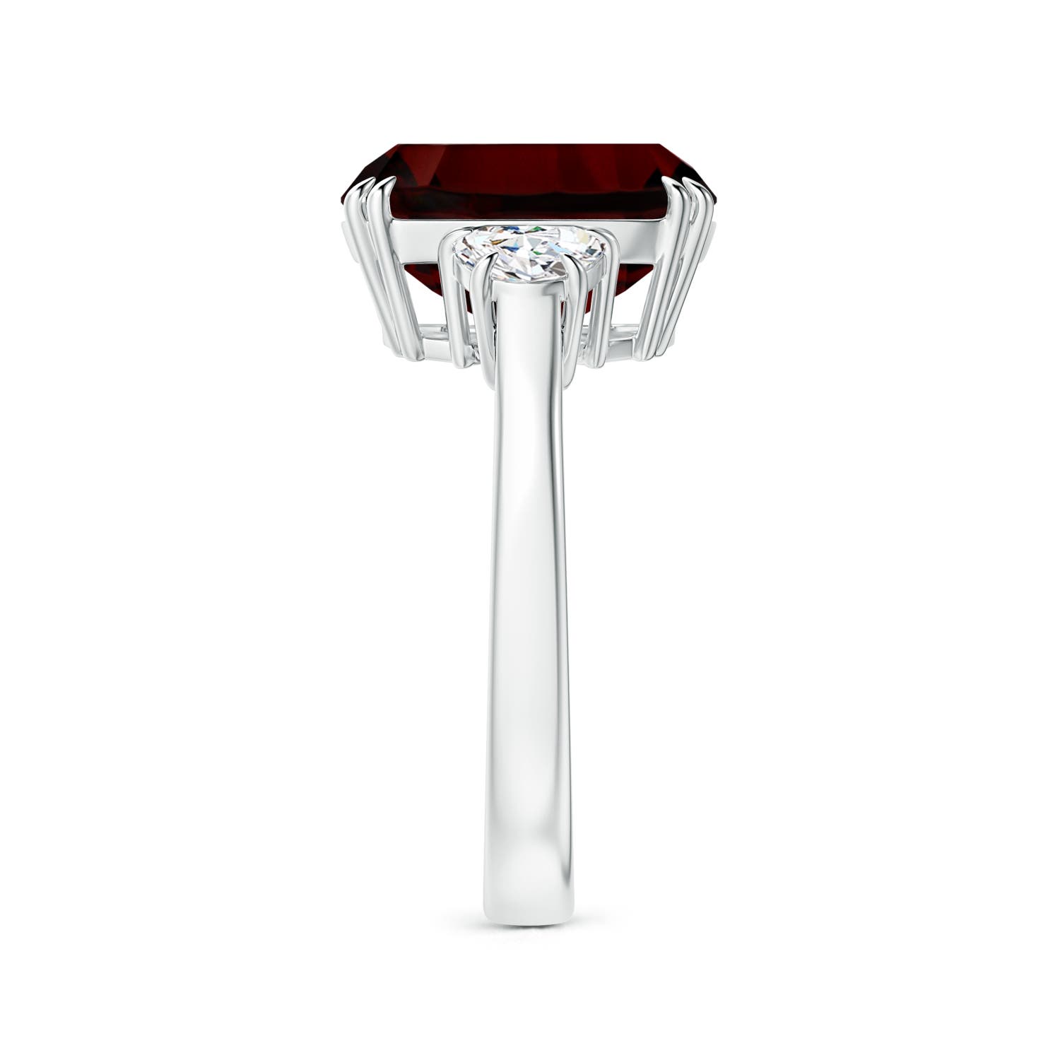 13.95x10.02x6.61mm AAAA GIA Certified Cushion Garnet Ring with Half Moon Diamonds in P950 Platinum - side 4
