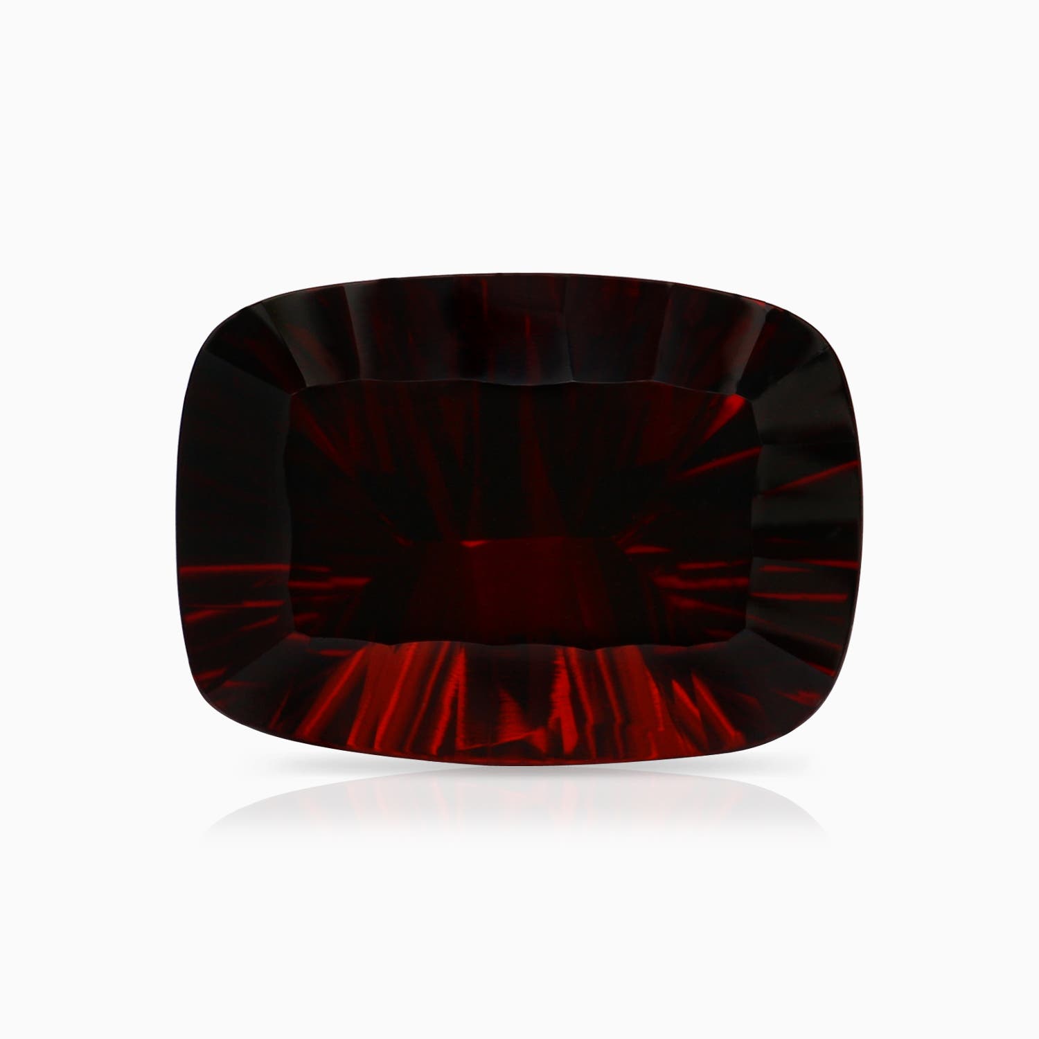 13.95x10.02x6.61mm AAAA GIA Certified Cushion Garnet Ring with Half Moon Diamonds in P950 Platinum - stone