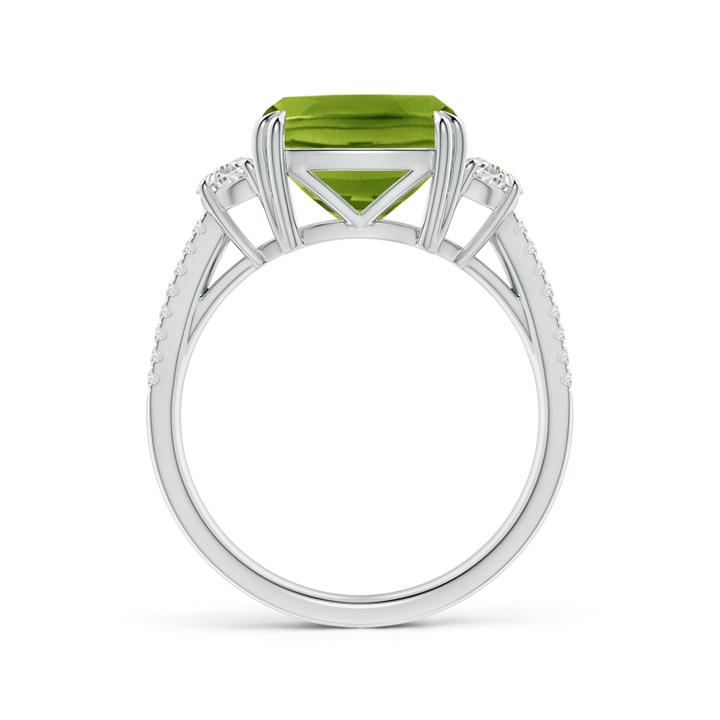 10.12x10.08x6.10mm AAAA GIA Certified Cushion Peridot Ring with Half Moon Diamonds in P950 Platinum - side 199