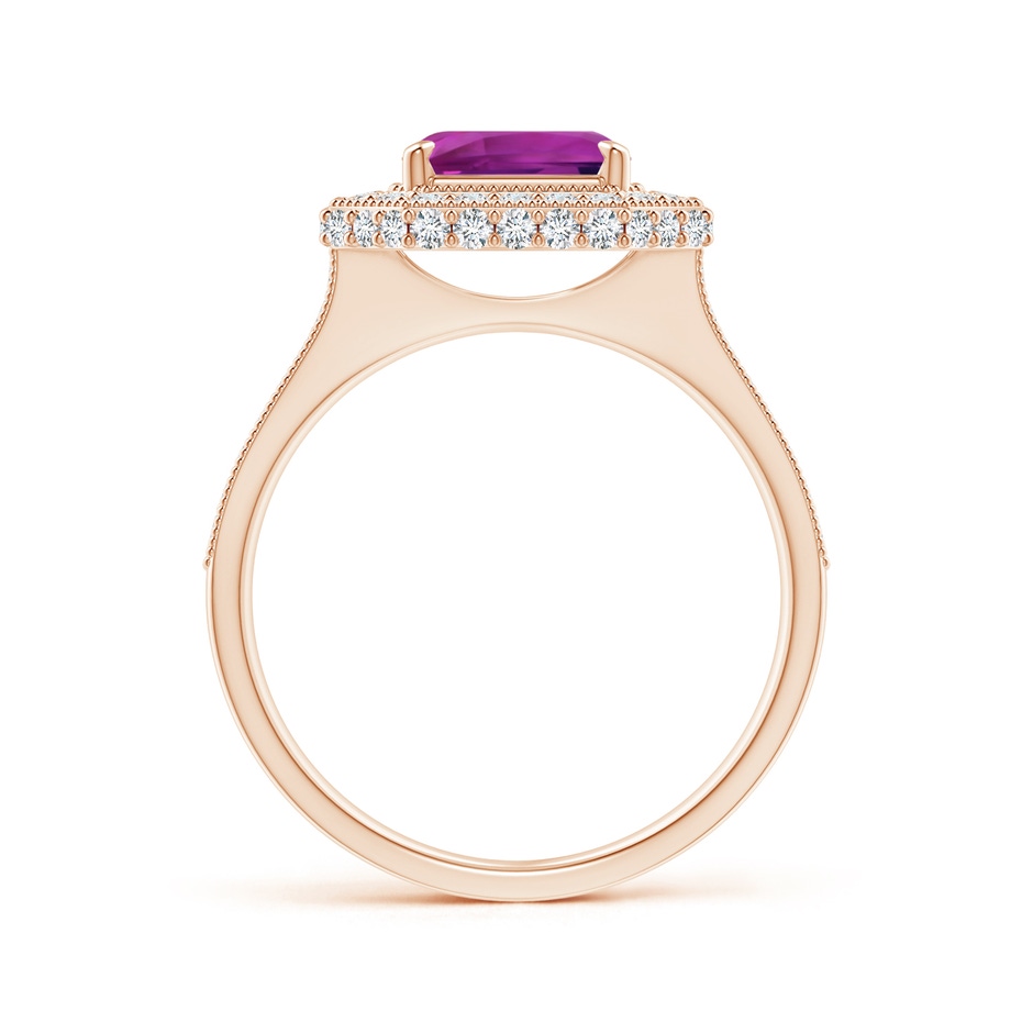 9.20x6.72x5.84mm AAAA GIA Certified Emerald Cut Pink Sapphire Halo Ring in Rose Gold side-1