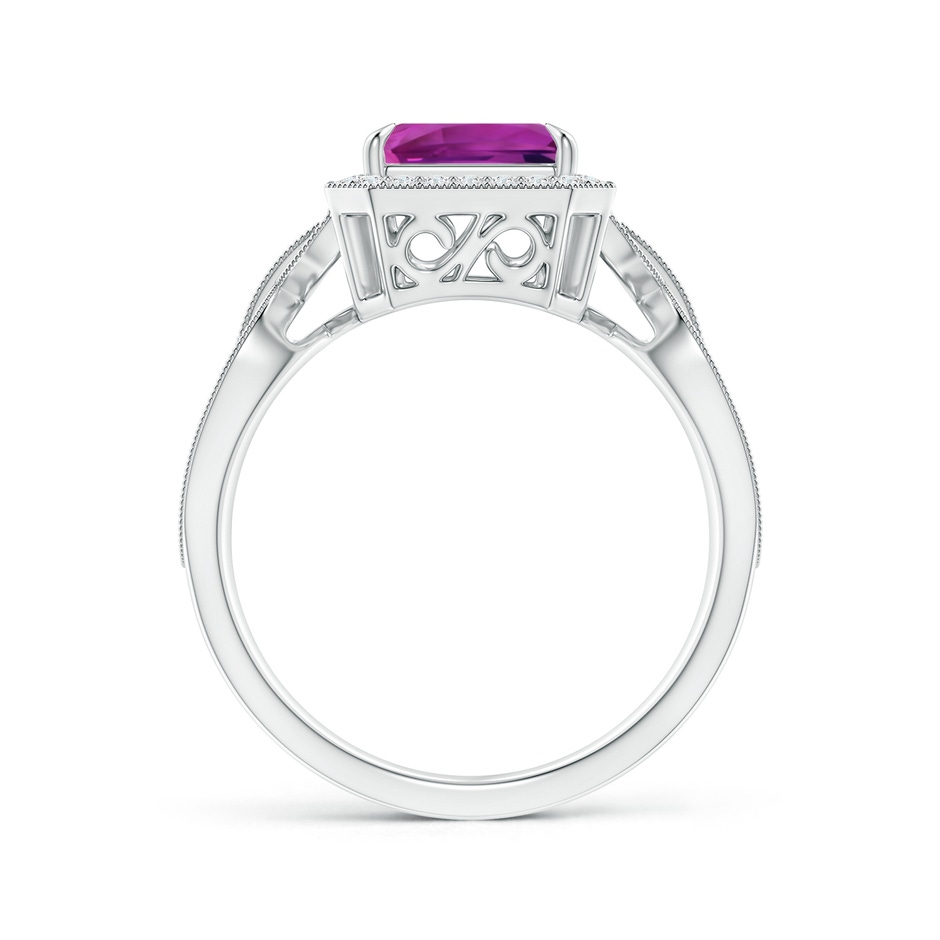 9.20x6.72x5.84mm AAAA GIA Certified Emerald Cut Pink Sapphire Ring with Diamond Halo in 18K White Gold side-1