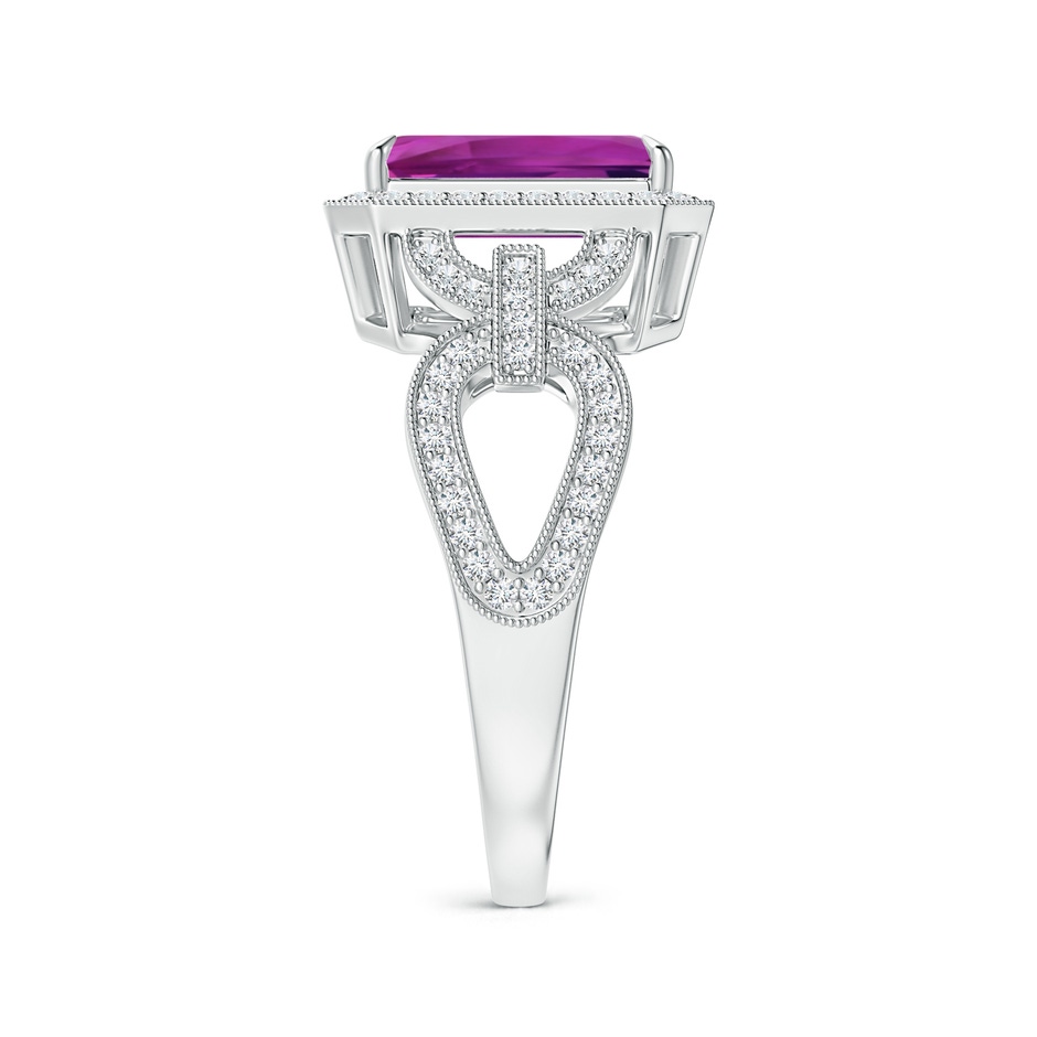 9.20x6.72x5.84mm AAAA GIA Certified Emerald Cut Pink Sapphire Ring with Diamond Halo in 18K White Gold side-2