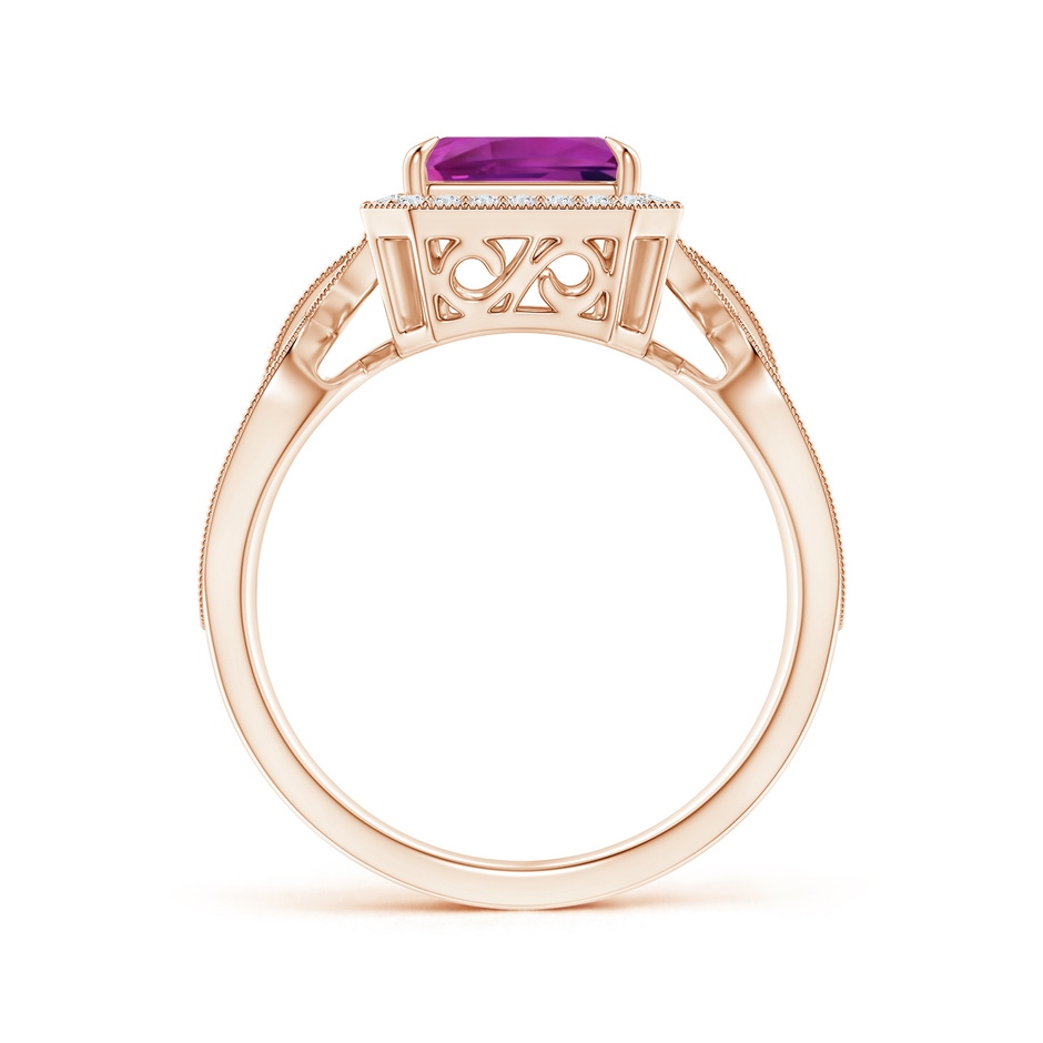 9.20x6.72x5.84mm AAAA GIA Certified Emerald Cut Pink Sapphire Ring with Diamond Halo in Rose Gold side-1