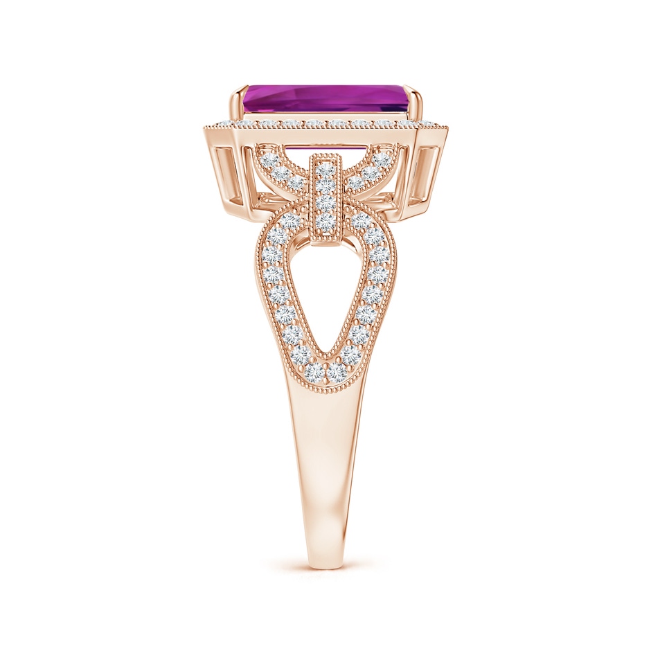 9.20x6.72x5.84mm AAAA GIA Certified Emerald Cut Pink Sapphire Ring with Diamond Halo in Rose Gold side-2