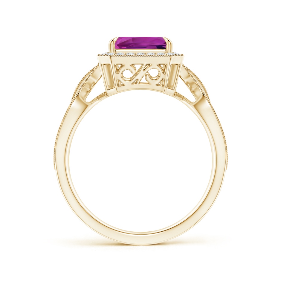 9.20x6.72x5.84mm AAAA GIA Certified Emerald Cut Pink Sapphire Ring with Diamond Halo in Yellow Gold side-1