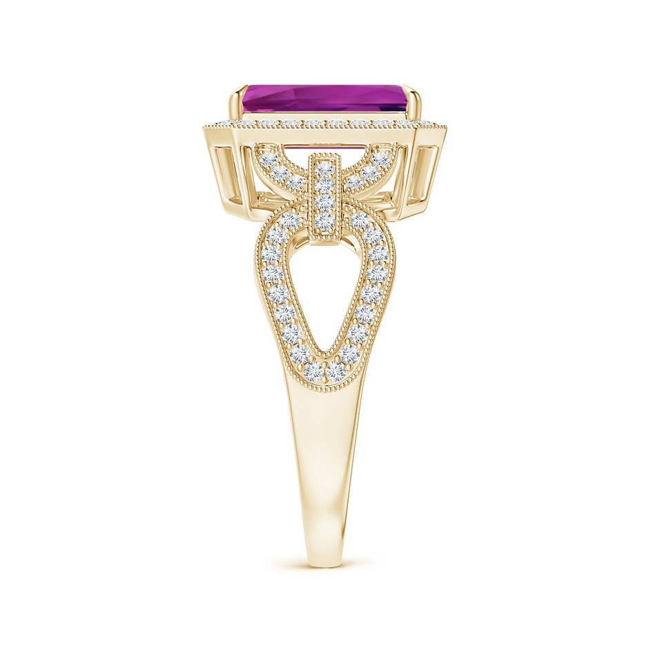 9.20x6.72x5.84mm AAAA GIA Certified Emerald Cut Pink Sapphire Ring with Diamond Halo in Yellow Gold side-2