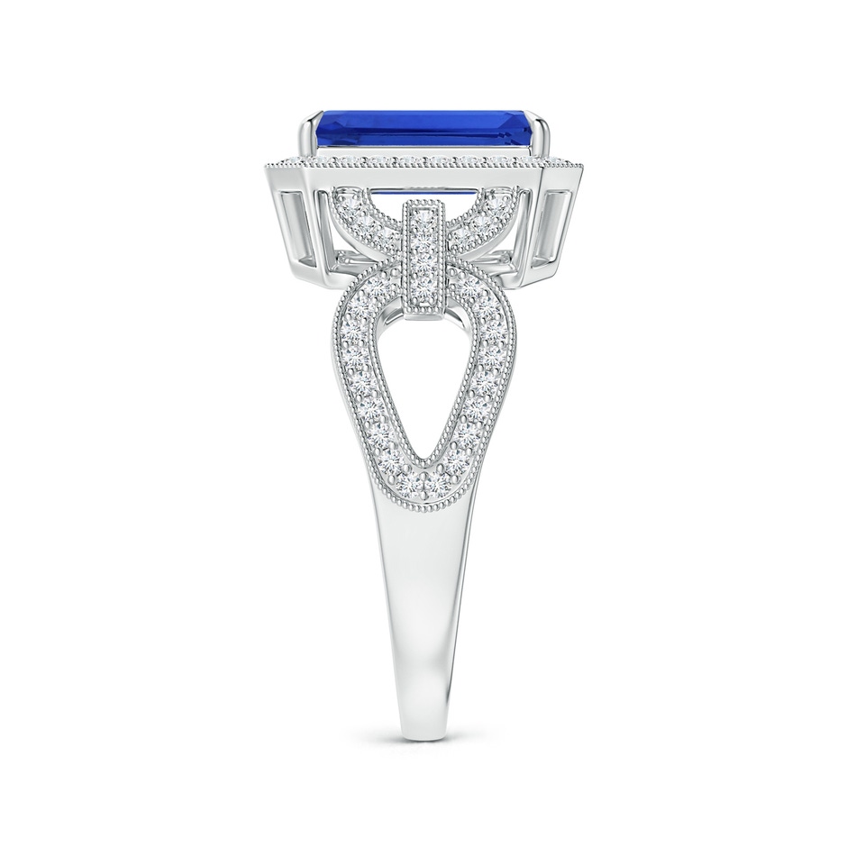 9.62x7.64x4.18mm AAAA GIA Certified Octagonal Blue Sapphire Ring with Diamond Halo in White Gold side 399