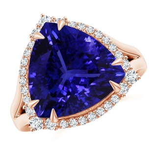 13.02x13.28x7.53mm AAAA Vintage Inspired GIA Certified Triangular Tanzanite Halo Ring in 18K Rose Gold