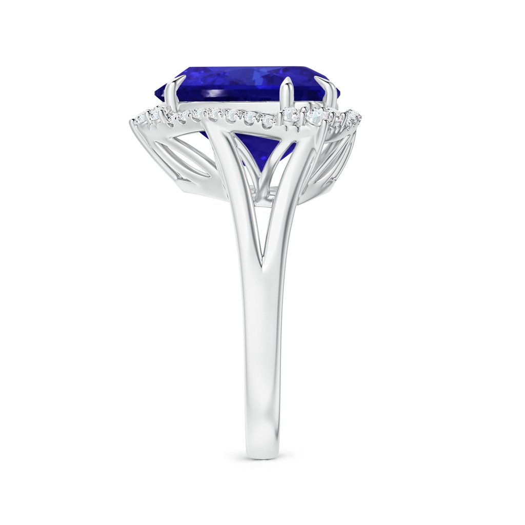 13.02x13.28x7.53mm AAAA Vintage Inspired GIA Certified Triangular Tanzanite Halo Ring in White Gold Side 399